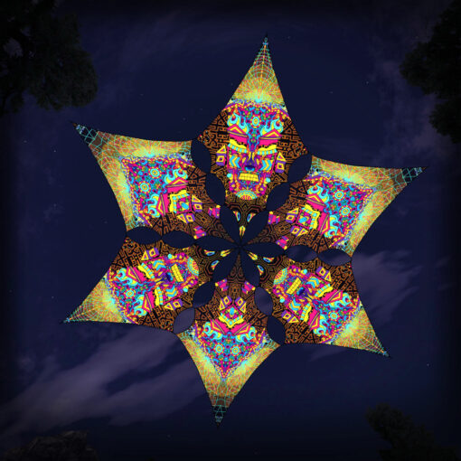 Hexagram "MG-DM03"&"MG-DM01" UV-Reactive Canopy Ceiling Decoration 6 UV-Diamonds 3D-Preview