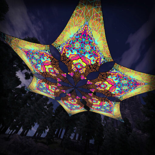 Hexagram "MG-DM03" UV-Reactive Canopy Ceiling Decoration 6 UV-Diamonds 3D-Preview