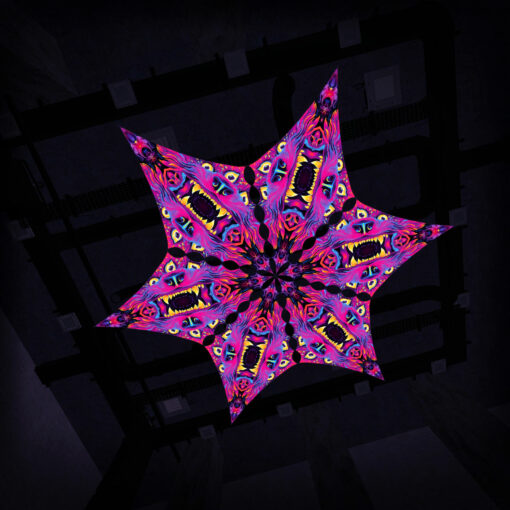 Hexagram "ES-DM01" UV-Reactive Canopy Ceiling Decoration 6 UV-Diamonds 3D-Preview