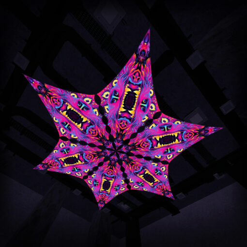 Hexagram "ES-DM01" UV-Reactive Canopy Ceiling Decoration 6 UV-Diamonds 3D-Preview