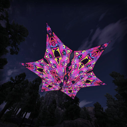 Enchanted Shadows - Hexagram and Pyramid - ES-HXP02 - UV-Canopy - Psychedelic Party Decoration - 3D-Preview