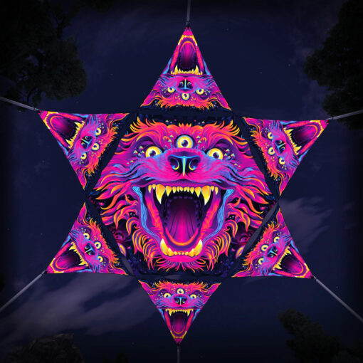 ES-HX01 Hexagon and 6 Triangles ES-TR01 - 3D-Preview - Forest - Psychedelic UV-Reactive Canopy – Ceiling Decoration