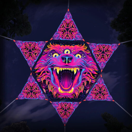 ES-HX01 Hexagon and 6 Triangles ES-TR03 - 3D-Preview - Forest - Psychedelic UV-Reactive Canopy – Ceiling Decoration