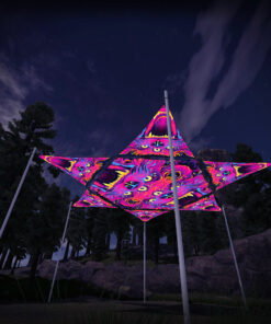 ES-HX02 Hexagon and 6 Triangles ES-TR01 - 3D-Preview - Forest - Psychedelic UV-Reactive Canopy – Ceiling Decoration