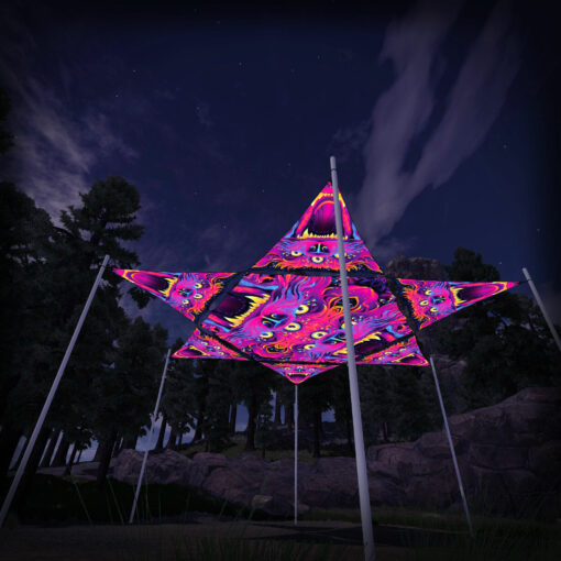 ES-HX02 Hexagon and 6 Triangles ES-TR01 - 3D-Preview - Forest - Psychedelic UV-Reactive Canopy – Ceiling Decoration