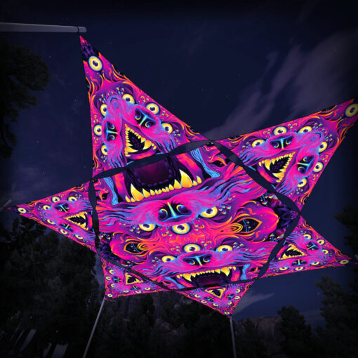 ES-HX02 Hexagon and 6 Triangles ES-TR02 - 3D-Preview - Forest - Psychedelic UV-Reactive Canopy – Ceiling Decoration