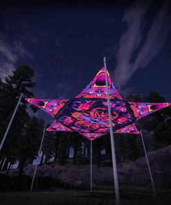 ES-HX03 Hexagon and 6 Triangles ES-TR01 - 3D-Preview - Forest - Psychedelic UV-Reactive Canopy – Ceiling Decoration