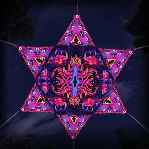 ES-HX03 Hexagon and 6 Triangles ES-TR02 - 3D-Preview - Forest - Psychedelic UV-Reactive Canopy – Ceiling Decoration