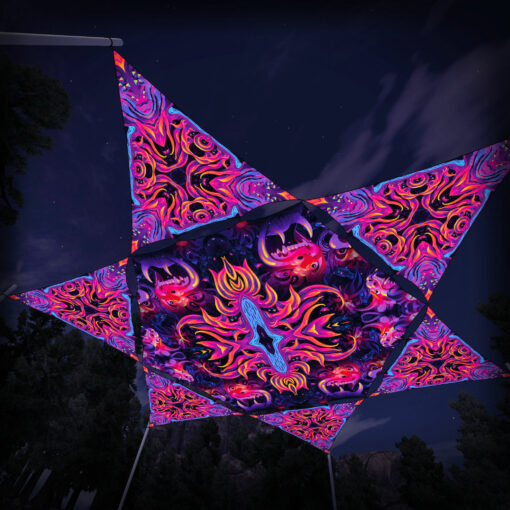 ES-HX03 Hexagon and 6 Triangles ES-TR03 - 3D-Preview - Forest - Psychedelic UV-Reactive Canopy – Ceiling Decoration