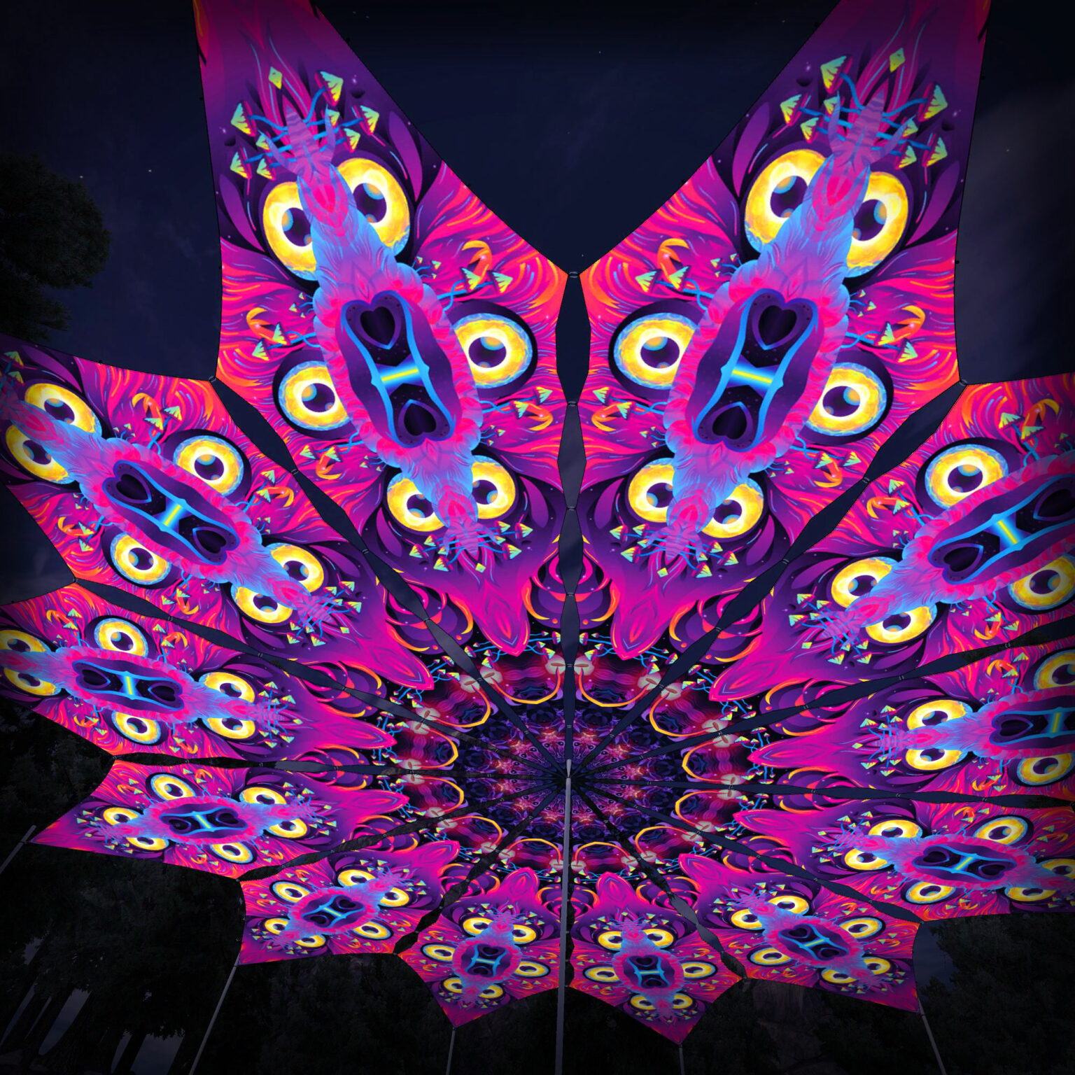 "Spirit Realm" UV-Reactive Canopy Ceiling Decoration 12 Petals 3D-Preview