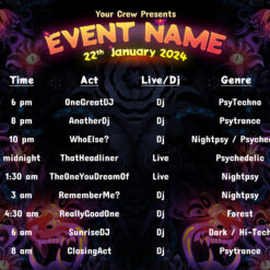 Enchanted Shadows - Party Promotion Template - A4 Lineup Schedule