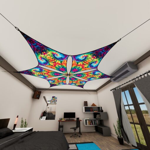 TD-DM01 - Tie-Dye Style Ceiling Decoration - 3D-Preview Bedroom - Daylight