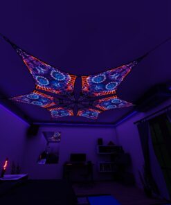 TD-DM02 - Tie-Dye Style Ceiling Decoration - 3D-Preview Bedroom - UV-Light