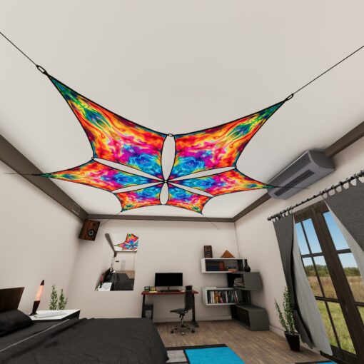 TD-DM03 - Tie-Dye Style Ceiling Decoration - 3D-Preview Bedroom - Daylight