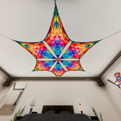 TD-DM03 - Tie-Dye Style Ceiling Decoration - 3D-Preview Bedroom - Daylight
