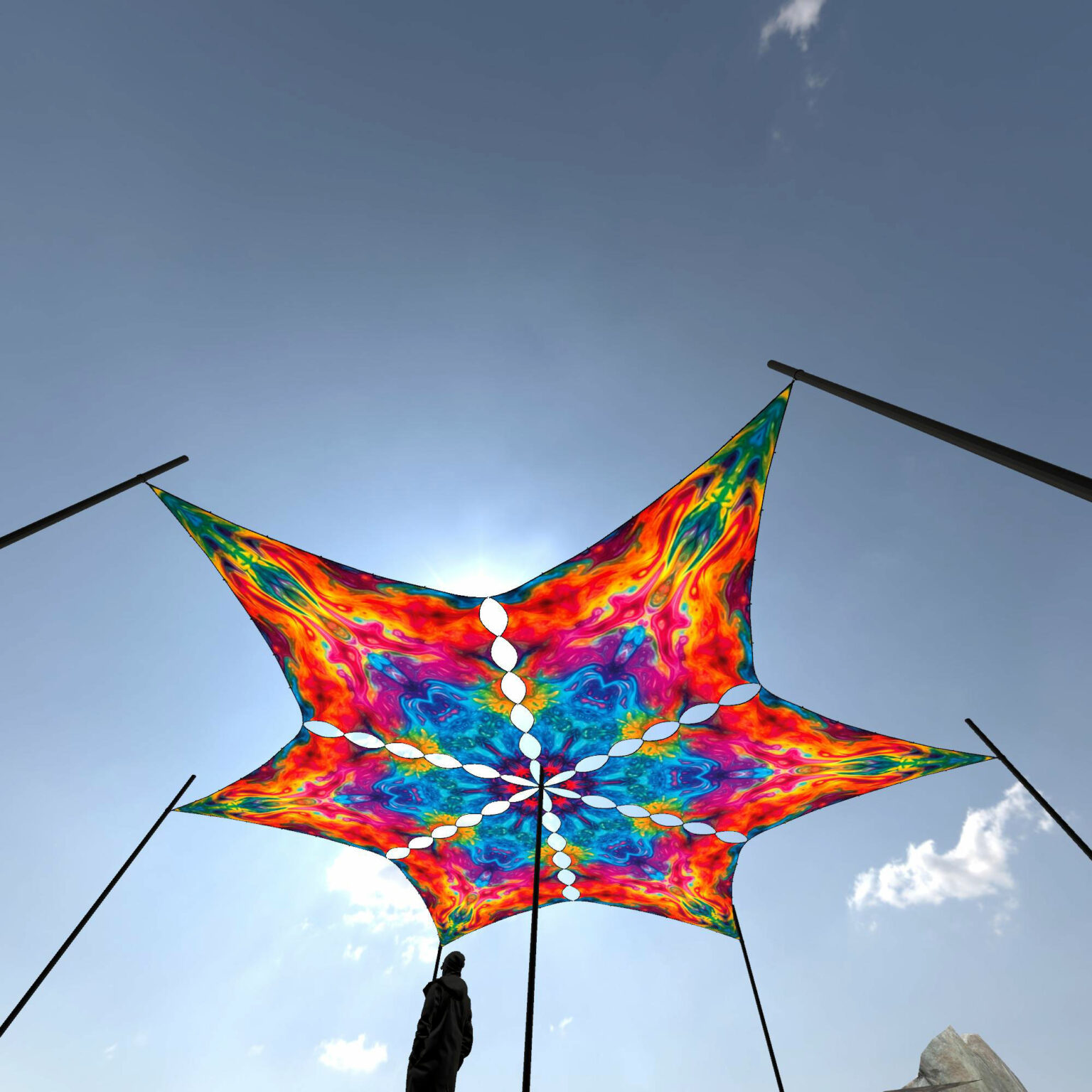 TD-DM03 - Tie-Dye Style Ceiling Decoration - 3D-Preview Outdoor - Daylight
