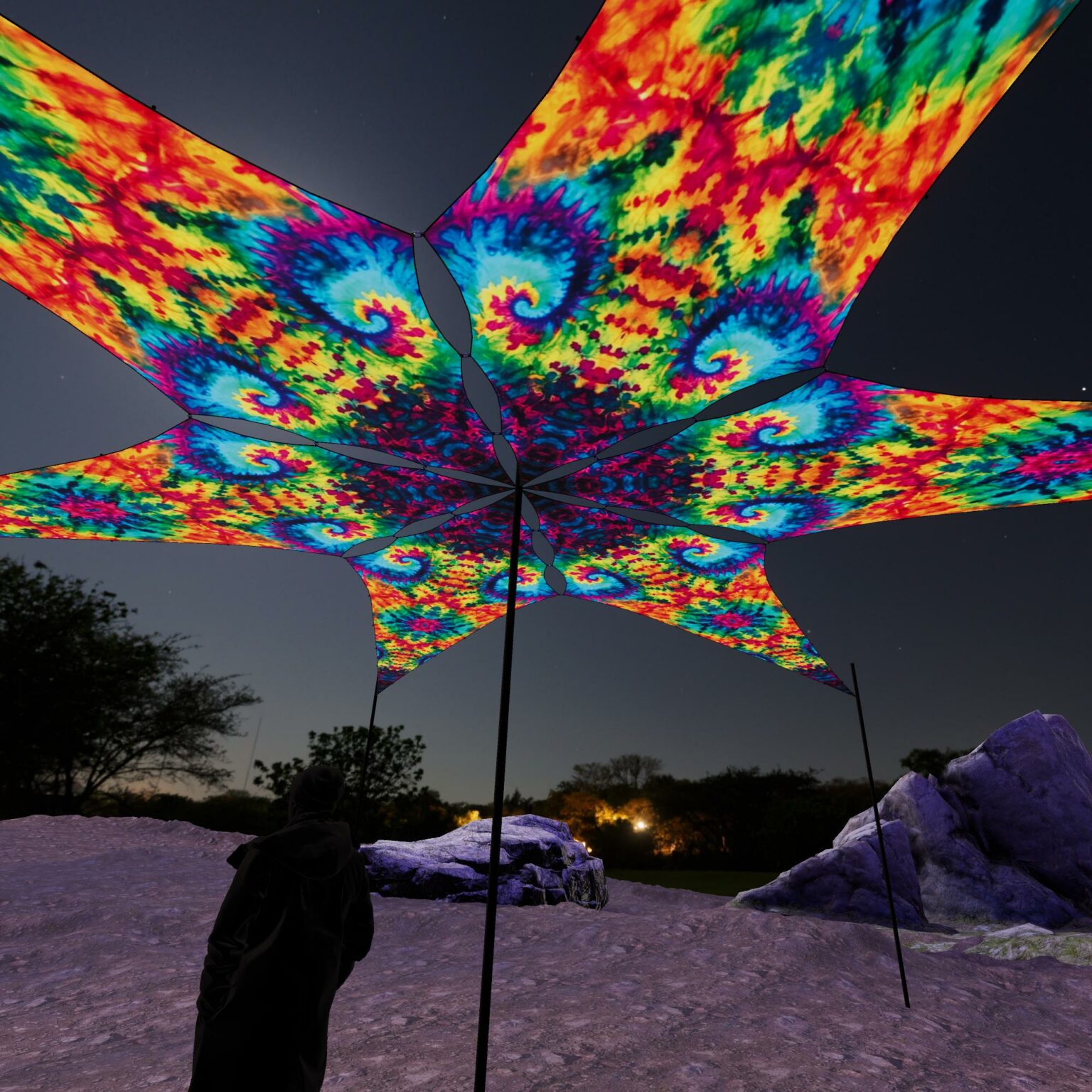 TD-PT01 - Tie-Dye Style Ceiling Decoration - 3D-Preview Outdoor - Night