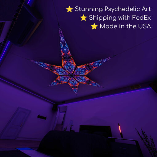 TD-PT02 - Tie-Dye Style Ceiling Decoration - 3D-Preview Bedroom - UV-Light