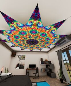 TD-PT01 - Tie-Dye Style Ceiling Decoration - 12 petals set - 3D-Preview Bedroom - Daylight
