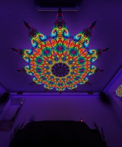 TD-PT01 - Tie-Dye Style Ceiling Decoration - 12 petals set - 3D-Preview Bedroom - UV-light
