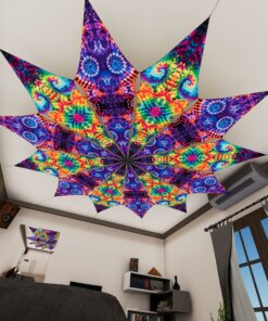 TD-PT01 and TD-PT01 - Tie-Dye Style Ceiling Decoration - 12 petals set - 3D-Preview Bedroom - Daylight