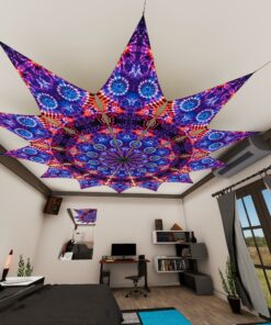 TD-PT02 - Tie-Dye Style Ceiling Decoration - 12 petals set - 3D-Preview Bedroom - Daylight