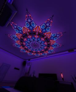 TD-PT02 - Tie-Dye Style Ceiling Decoration - 12 petals set - 3D-Preview Bedroom - UV-Light