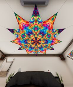 TD-PT03 and TD-PT01 - Tie-Dye Style Ceiling Decoration - 12 petals set - 3D-Preview Bedroom - Daylight