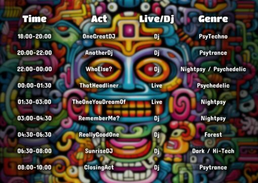 Aztec God - Party Promotion Template - A4 Lineup Schedule