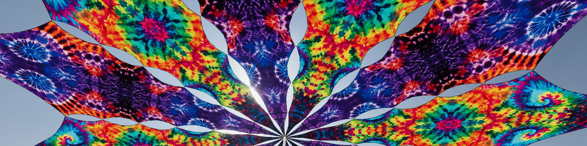 Tie-Dye Style Ceiling Decoration - 12 petals set - 3D-Preview Outdoor - Daylight