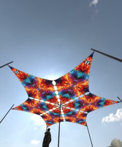 Endless Vortex EV-DM02 - Ceiling Decoration - Psychedelic UV-Reactive Canopy - 6 Diamonds Hexagram set - 3D-Preview - Day-Light