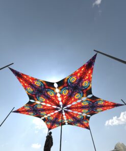 Endless Vortex EV-DM03 - Ceiling Decoration - Psychedelic UV-Reactive Canopy - 6 Diamonds Hexagram set - 3D-Preview - Day-Light