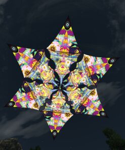 Mushroom Odyssey - Hexagram and Pyramid - MO-DM01 and MO-TR01 - UV-Canopy - Psychedelic Party Decoration - 3D-Preview