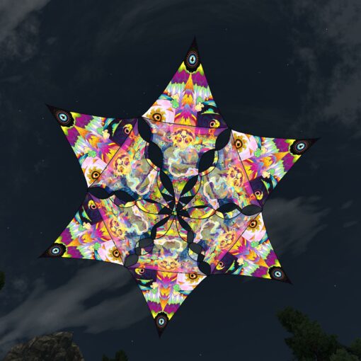 Mushroom Odyssey - Hexagram and Pyramid - MO-DM01 and MO-TR02 - UV-Canopy - Psychedelic Party Decoration - 3D-Preview