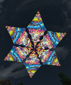 Mushroom Odyssey - Hexagram and Pyramid - MO-DM02 and MO-TR02 - UV-Canopy - Psychedelic Party Decoration - 3D-Preview