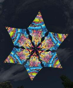 Mushroom Odyssey - Hexagram and Pyramid - MO-DM02 and MO-TR03 - UV-Canopy - Psychedelic Party Decoration - 3D-Preview