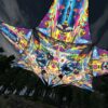 Mushroom Odyssey - Hexagram and Pyramid - MO-DM03 and MO-TR01 - UV-Canopy - Psychedelic Party Decoration - 3D-Preview