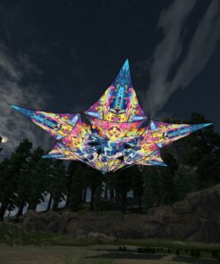 Mushroom Odyssey - Hexagram and Pyramid - MO-DM03 and MO-TR02 - UV-Canopy - Psychedelic Party Decoration - 3D-Preview
