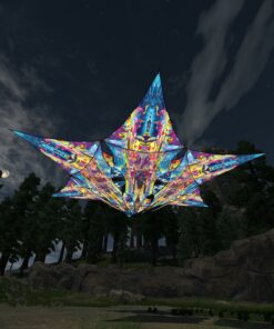 Mushroom Odyssey - Hexagram and Pyramid - MO-DM03 and MO-TR03 - UV-Canopy - Psychedelic Party Decoration - 3D-Preview