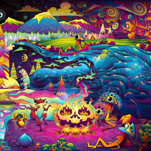 Mushroom Odyssey - Right Side Closeup - Psychedelic art by Andrei Verner