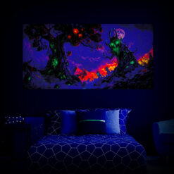 Halloween Backdrop Scary Trees TR005 – Decoration UV-Reactive Backdrop Blacklight Wall Hanging - Interior Preview UV light