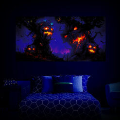 Halloween Backdrop Scary Trees TR007 – Decoration UV-Reactive Backdrop Blacklight Wall Hanging - Interior Preview UV light