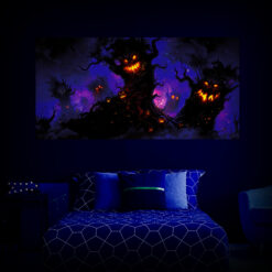 Halloween Backdrop Scary Trees TR008 – Decoration UV-Reactive Backdrop Blacklight Wall Hanging - Interior Preview UV light