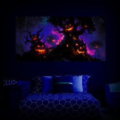 Halloween Backdrop Scary Trees TR010 – Decoration UV-Reactive Backdrop Blacklight Wall Hanging - Interior Preview UV light