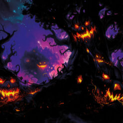 Halloween Backdrop Scary Trees TR010 – Decoration UV-Reactive Backdrop Blacklight Wall Hanging - Design Preview