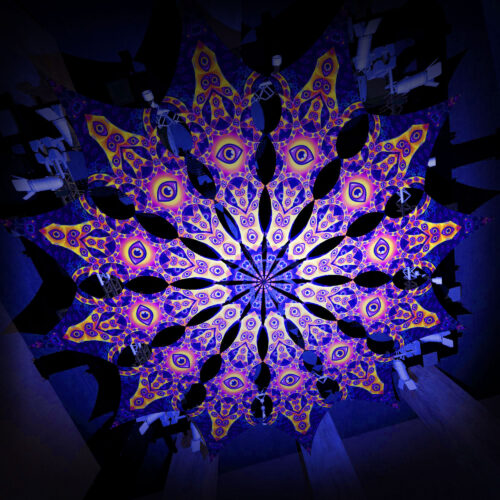 Big Star - 12 Petals Canopy Set - UV-Reactive Flurescent Ceiling Decoration - 3D-Preview