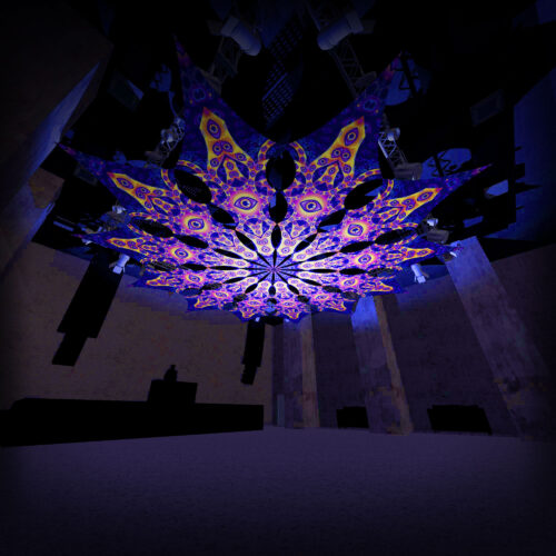Big Star - 12 Petals Canopy Set - UV-Reactive Flurescent Ceiling Decoration - 3D-Preview