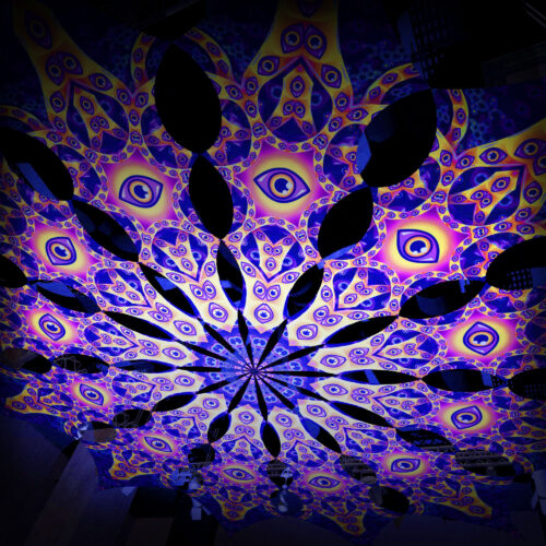 Big Star - 12 Petals Canopy Set - UV-Reactive Flurescent Ceiling Decoration - 3D-Preview