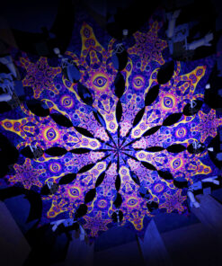 Big Star and Central Eye - 12 Petals Canopy Set - UV-Reactive Flurescent Ceiling Decoration - 3D-Preview