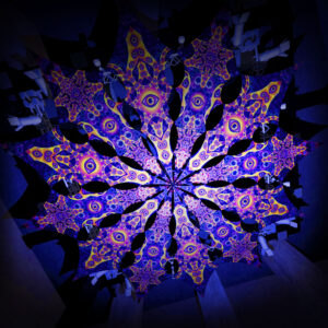 Big Star and Central Eye - 12 Petals Canopy Set - UV-Reactive Flurescent Ceiling Decoration - 3D-Preview